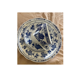 Blue and white ceramic plate