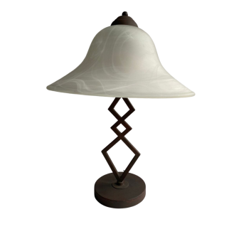 White and brown table lamp